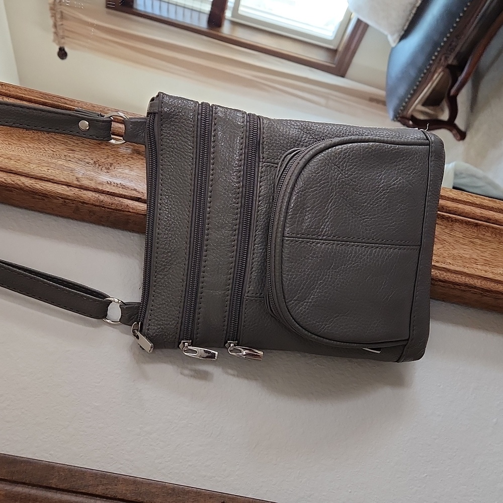 Gray Leather Crossbody Bag - Picture 2 of 9